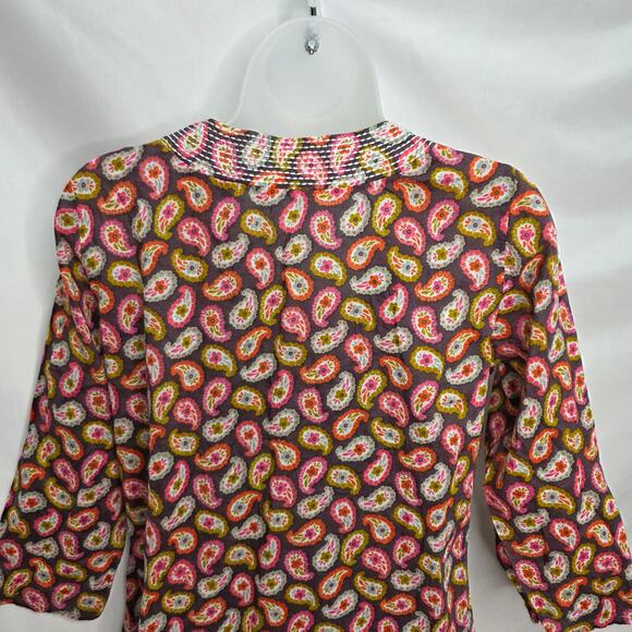 Boden Pink & White Paisley Tunic Swimsuit Cover up Women's size 6 Striped Hem - Picture 8 of 8